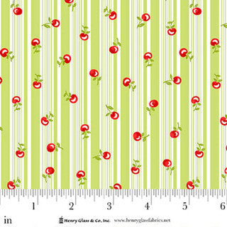 Jubilee Green Cherry Stripe Cotton 44" / 45" Fabric per yard
