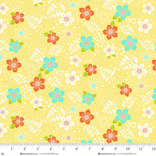 Jubilee Yellow Modern Floral Cotton 44" / 45" Fabric per yard