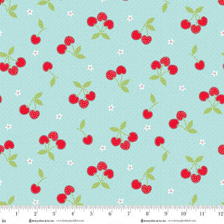 Jubilee Blue All Over Cherries Cotton 44" / 45" Fabric per yard