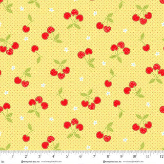 Jubilee Yellow All Over Cherries Cotton 44" / 45" Fabric per yard