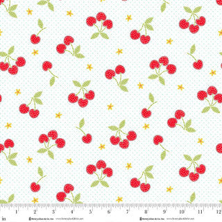 Jubilee White And Red Tossed Cherries Cotton 44" / 45" Fabric per yard