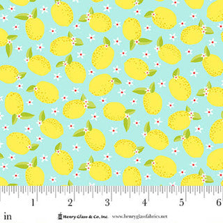 Jubilee Blue Medium Lemons Cotton 44" / 45" Fabric per yard