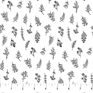 White/Black 28532-10 Nature's Sketchbook Cotton 44"/45" Fabric Per Yard
