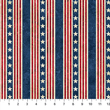 Stars And Stripes 14 Multi Stripe Beige Cotton 43"/44" Fabric Per Yard
