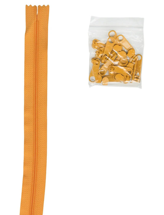 4 yards of 16mm #4.5 Zipper Chain and 16 Ex-Large Papaya
