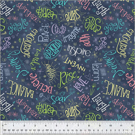 Blue Navy Noteworthy Aspirations 44"/45 Fabric Per Yard