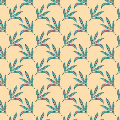 Cream Tropical Leaves Urban Jungle Cotton 44"/45" Fabric Per Yard