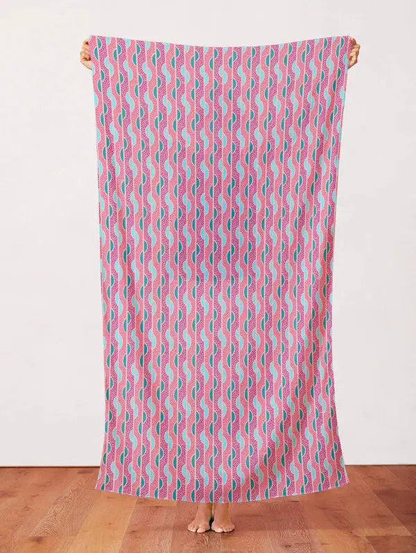 Pink Dianthus Mod Stripe Cotton 44"/45" Fabric Per Yard