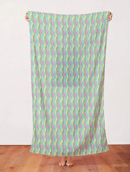 Multi Blue Dianthus Mod Stripe Cotton 44"/45" Fabric Per Yard