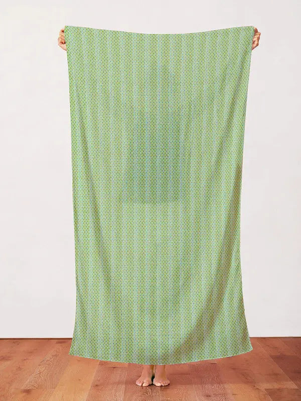 Green Dianthus Tiny Square Stripe Cotton 44"/45" Fabric Per Yard