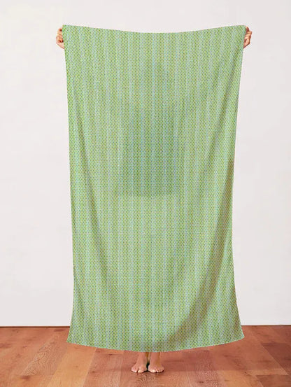 Green Dianthus Tiny Square Stripe Cotton 44"/45" Fabric Per Yard