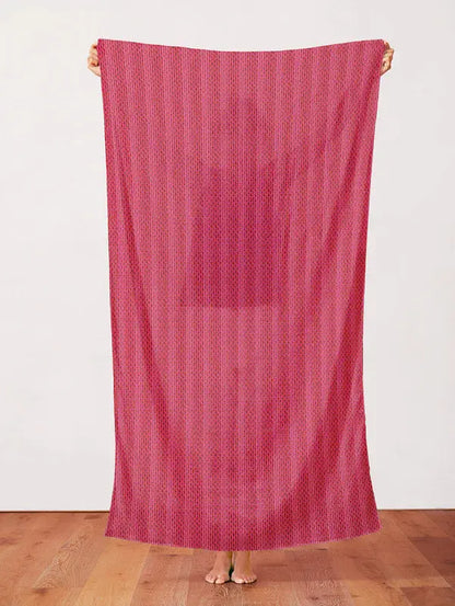 Pink Dianthus Tiny Square Stripe Cotton 44"/45" Fabric Per Yard