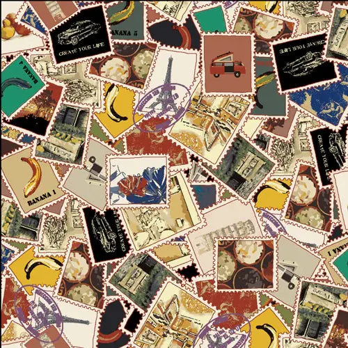 Natural Colors Dear Friends Stamps Cotton 44"/45" Fabric Per Yard