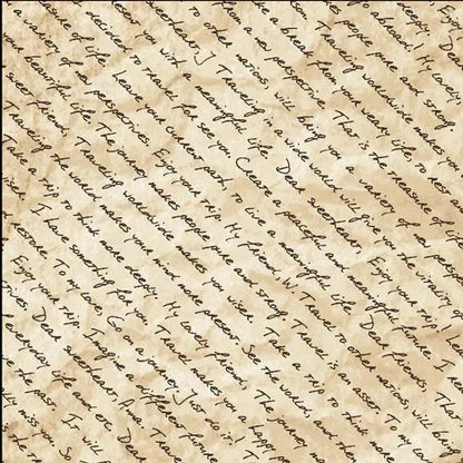 Natural Dear Friends Diagonal Words Dark Cotton 44"/45" Fabric Per Yard