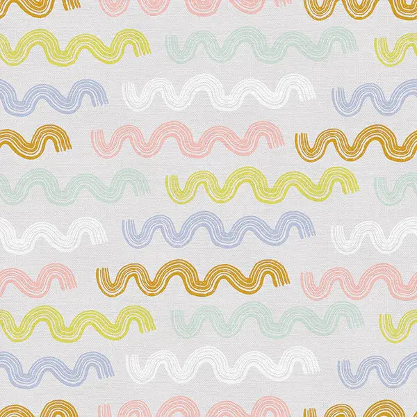Multi Color Shape Friends Squiggles Cotton 44"/45" Fabric Per Yard