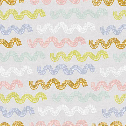 Multi Color Shape Friends Squiggles Cotton 44"/45" Fabric Per Yard