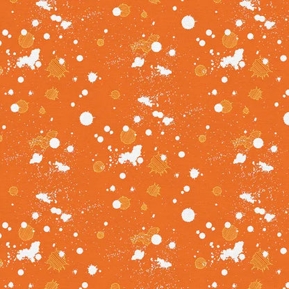 Orange On Your Mark Ink Splats Cotton 44"/45" Fabric Per Yard