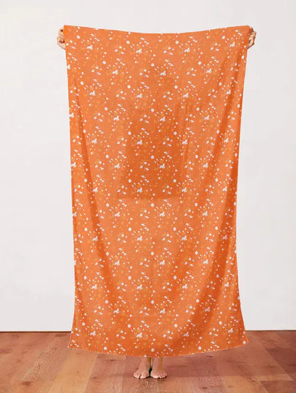 Orange On Your Mark Ink Splats Cotton 44"/45" Fabric Per Yard