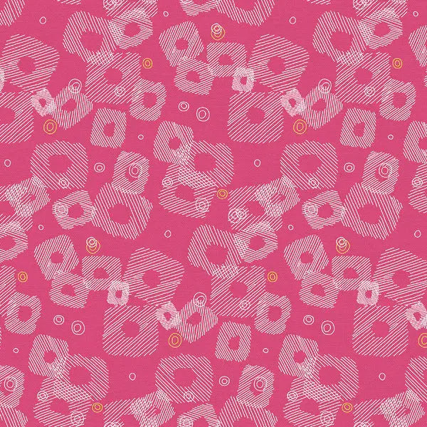 Pink On Your Mark Scribble Squares Cotton 44"/45" Fabric Per Yard