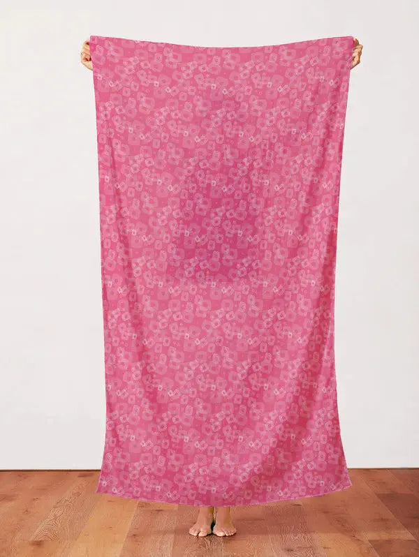 Pink On Your Mark Scribble Squares Cotton 44"/45" Fabric Per Yard
