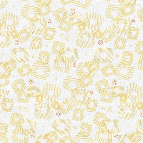 Yellow On Your Mark Scribble Squares Cotton 44"/45" Fabric Per Yard