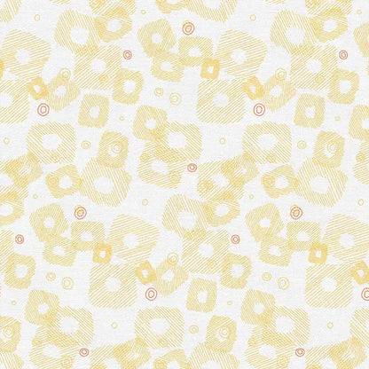 Yellow On Your Mark Scribble Squares Cotton 44"/45" Fabric Per Yard