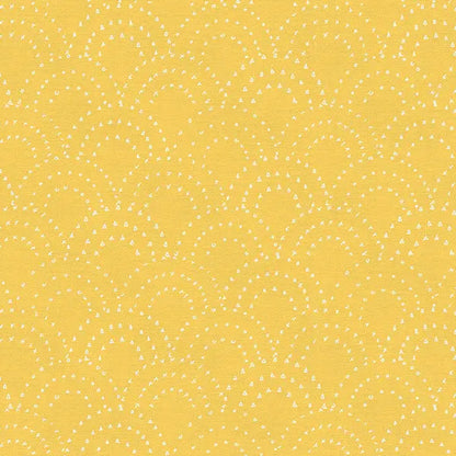 Yellow On Your Mark Stamped Clamshell Cotton 44"/45" Fabric Per Yard