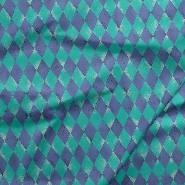 Blue Argyle Diamonds Cotton 44"/45" Fabric Per Yard
