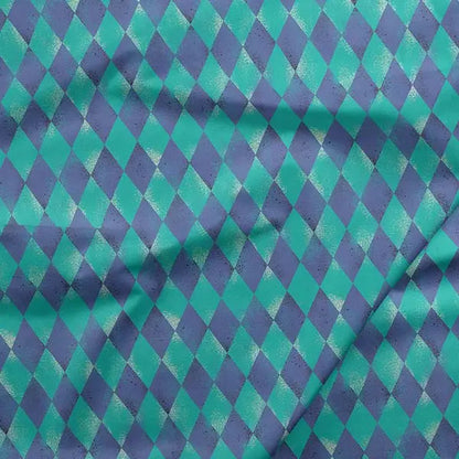Blue Argyle Diamonds Cotton 44"/45" Fabric Per Yard