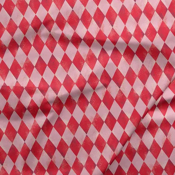 Red Argyle Diamonds Cotton 44"/45" Fabric Per Yard