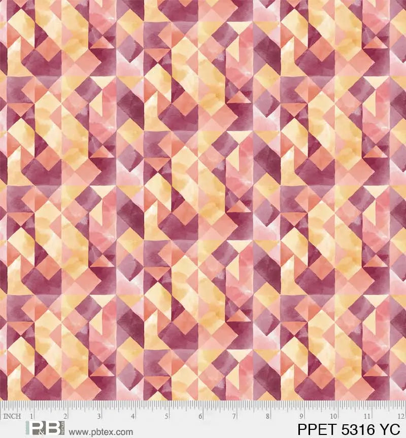 Yellow And Purple Painted Petals 44"/45" Fabric Per Yard