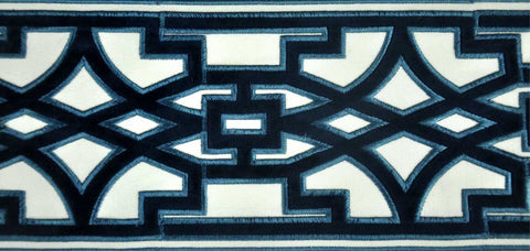 5 1/2 " Width VELVET EMBOSSED TAPE - 25 Yards Rolls, Navy Blue, Aqua, Bronze, Williamsburg Blue - BR-7330