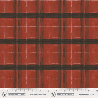 Window Pane Plaid Carn Red Cotton 43/44 Fabric Per Yard