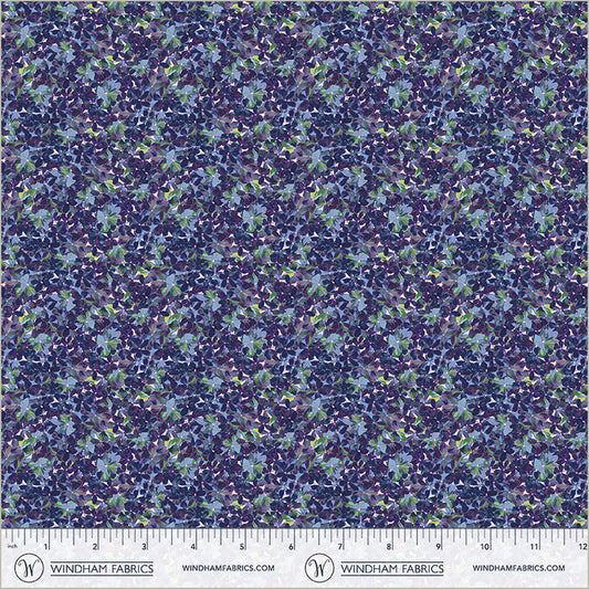Navy Flowerbed Midnight Blooms Cotton 44"/45" Fabric Per Yard