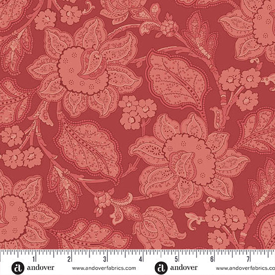 Raspberry Jacobean Forest Glen 108" Cotton Wideback Fabric per yard
