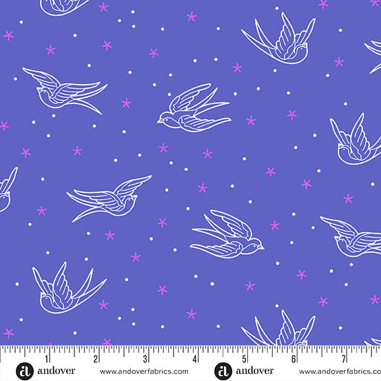 Libs Elliott Glaze Perfect Day Swallows Blue 108" Cotton Wideback Fabric per yard