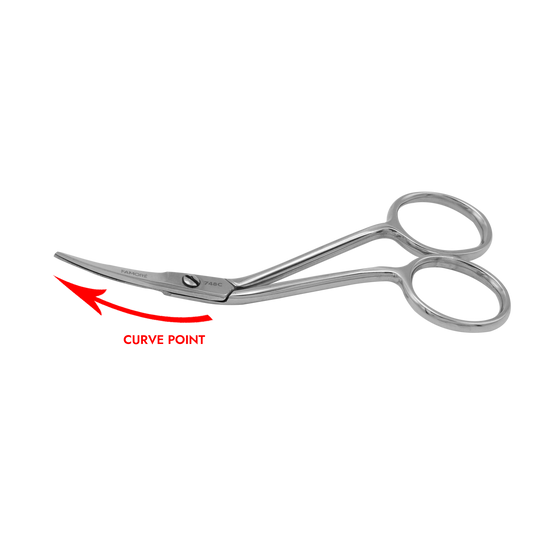 748C - Fine Point, Mini Double Curved, Embroidery, Applique Scissors (4in.)