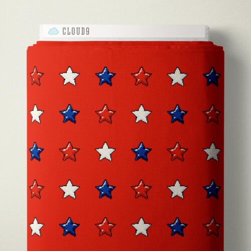 8-Bit Stars Red Pop Stars QC Cotton 44/45 Fabric Per Yard