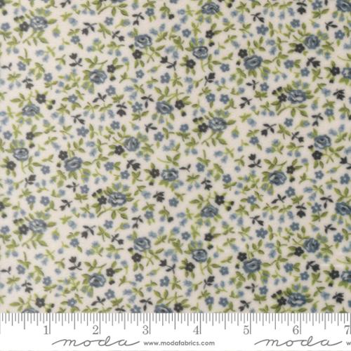 Nantucket Summer Cuddle Meadow Small Floral Cream Blue Polyester 44" / 45" Fabric per yard
