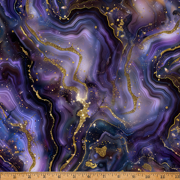 Agate Midnight Flora A Hoffman Spectrum Print Cotton 43"/44" Fabric Per Yard