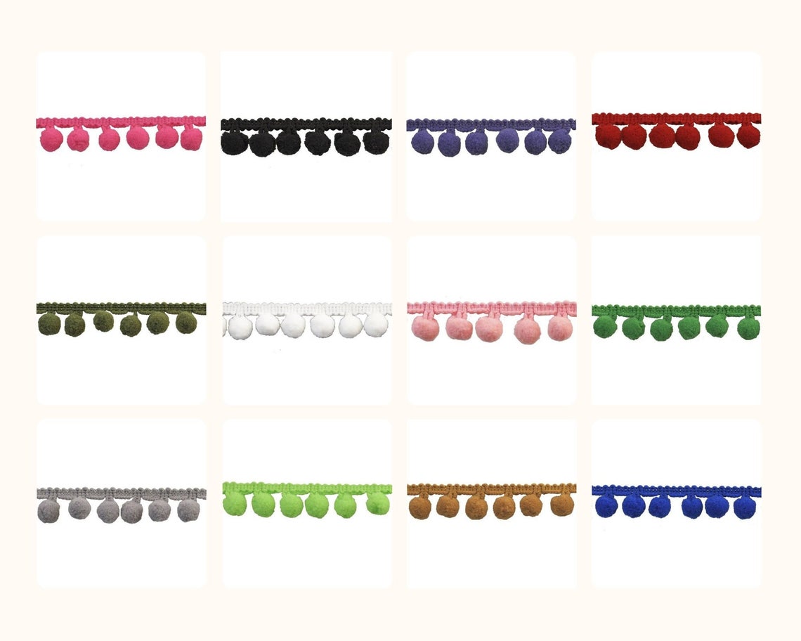 Belagio 1/2" Rainbow Collection Pompom Trim, x 10 yards, 21 colors