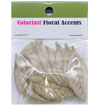 Belagio Enterprises - 12pcs Velvet Leaf Appliques - 1 3/4" x 2" (6 Cards Per Order) - BPPL-A1-82 Taupe