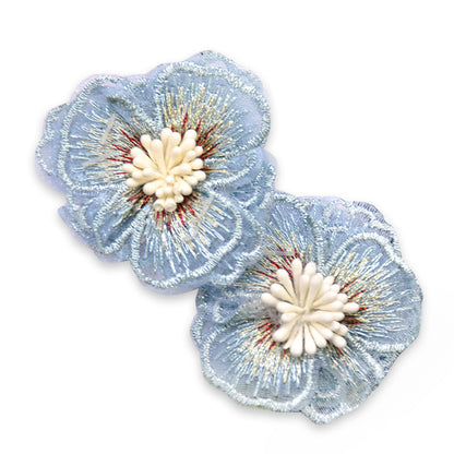 Belagio Enterprises - 2" Embroidered Flower Appliqués - 12pcs Per Card (6 Cards Per Order) - BPP-M2-03 Blue