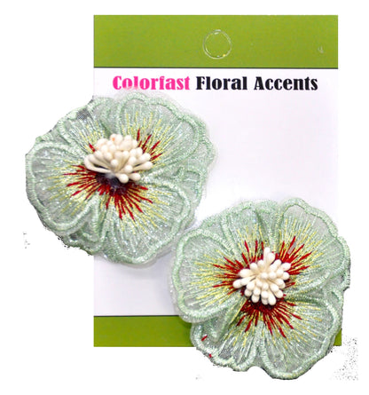 Belagio Enterprises - 2" Embroidered Flower Appliqués - 12pcs Per Card (6 Cards Per Order) - BPP-M2-14 Green