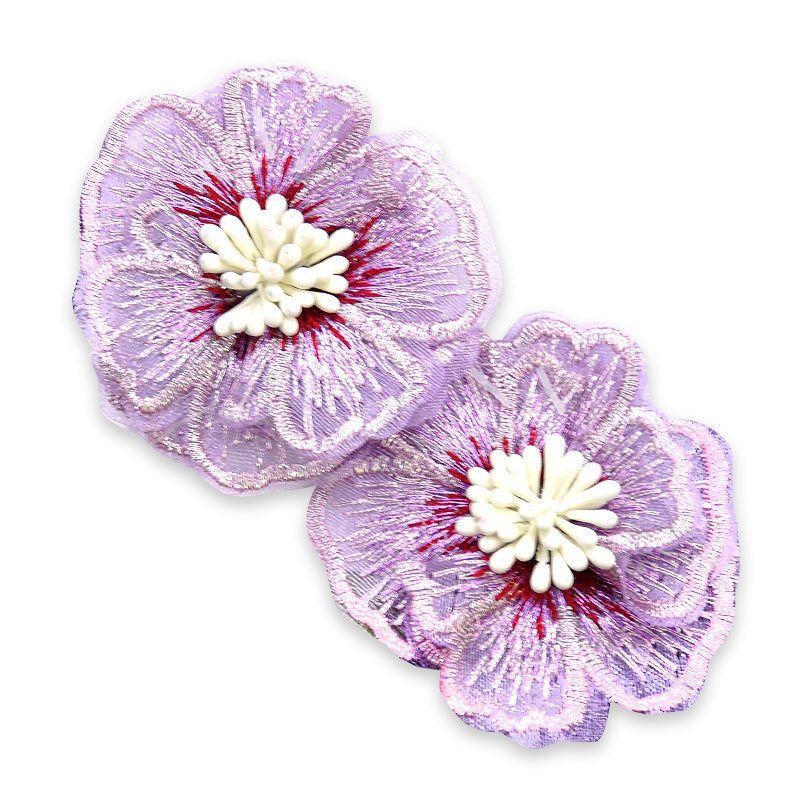Belagio Enterprises - 2" Embroidered Flower Appliqués - 12pcs Per Card (6 Cards Per Order) - BPP-M2-21 Lavender
