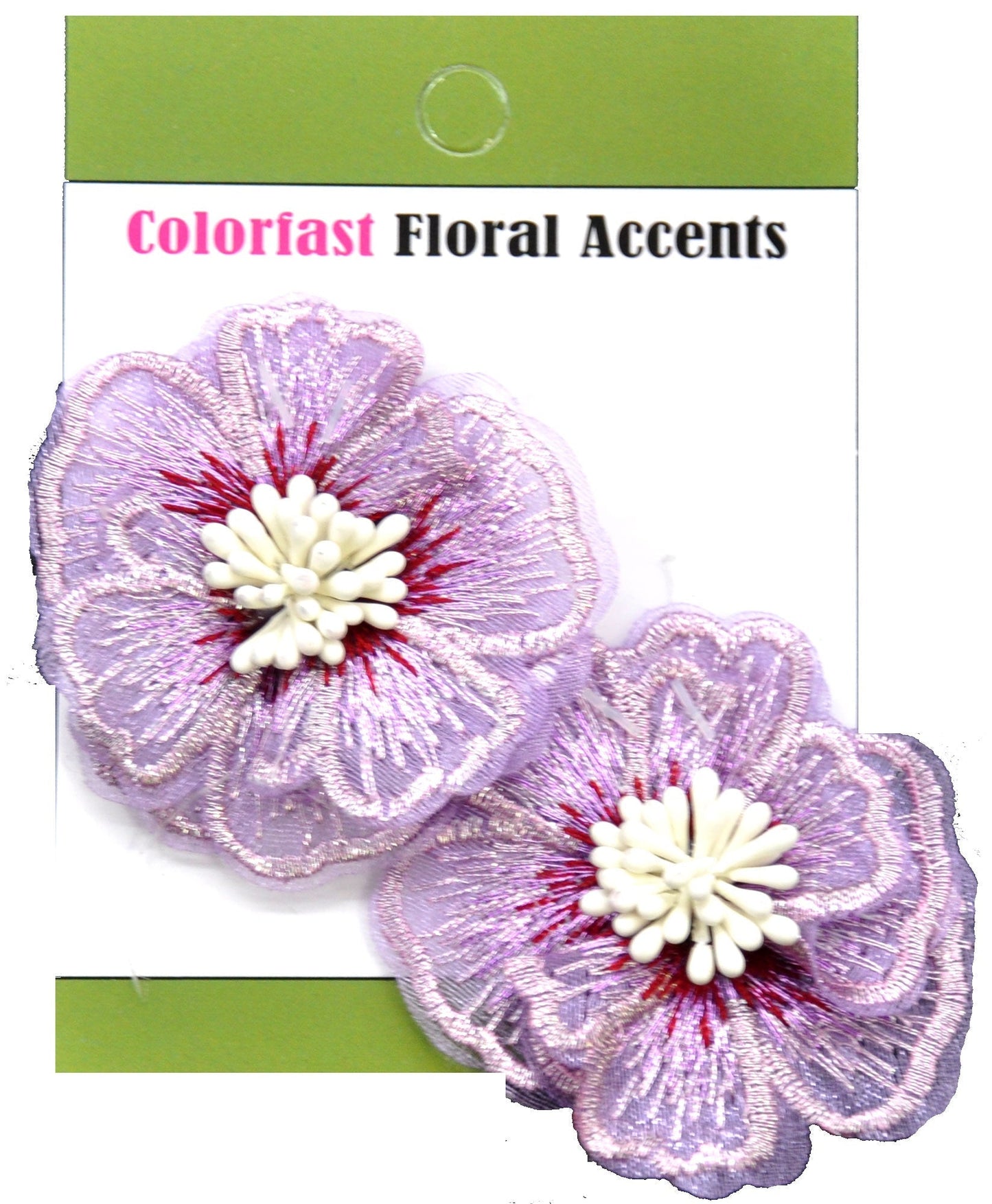 Belagio Enterprises - 2" Embroidered Flower Appliqués - 12pcs Per Card (6 Cards Per Order) - BPP-M2-21 Lavender