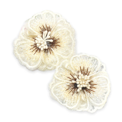 Belagio Enterprises - 2" Embroidered Flower Appliqués - 12pcs Per Card (6 Cards Per Order) - BPP-M2-27 White