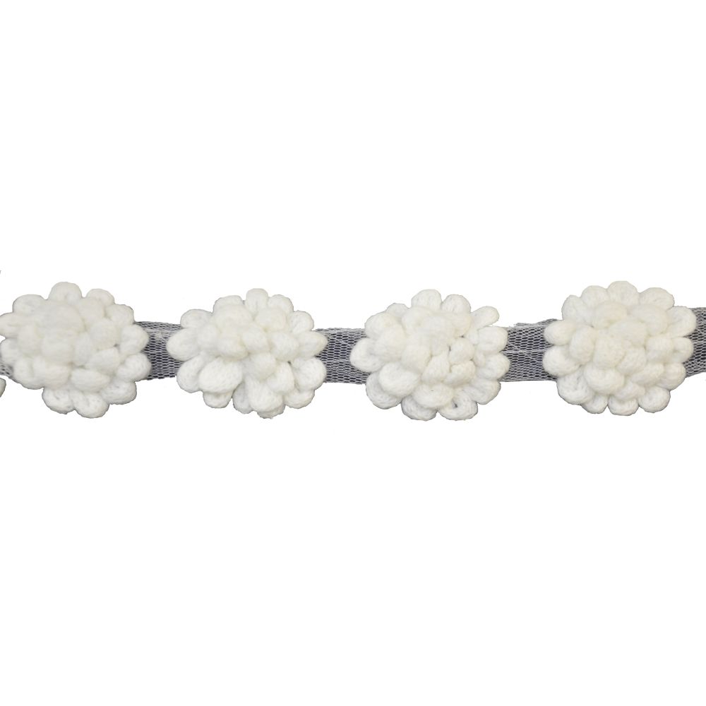 Belagio Enterprises - 2" Width Crochet Flower Trim (10 Yard Roll) - BF-1360-27 White
