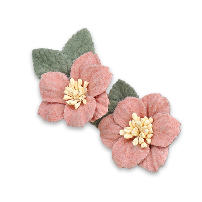 Belagio Enterprises - 2" x 2 1/2" Velvet Flower and Leaves Appliqués (2pcs per Card; 6 Cards Per Order) - BPP-A3-82 Taupe