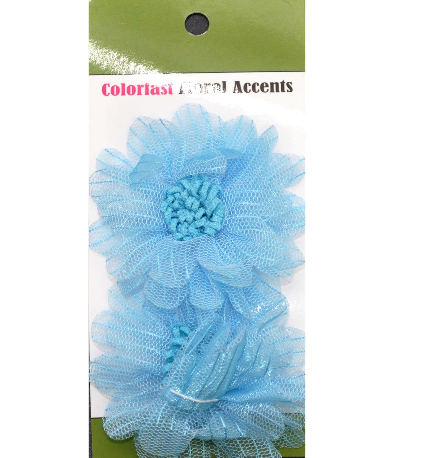 Belagio Enterprises - 2pcs Fine Netting Flower Appliqués - 3" round (6 Cards Per Order) - BPP-A4-03 Blue